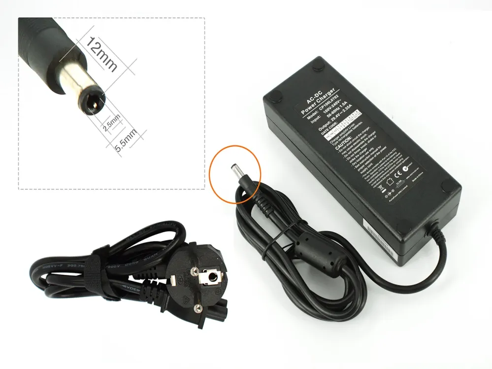 Wysokiej jakości ładowarka do rowerów elektrycznych 24 V 2,35 do akumulatorów firmy Phylion (DC 5,5–2,5 mm)