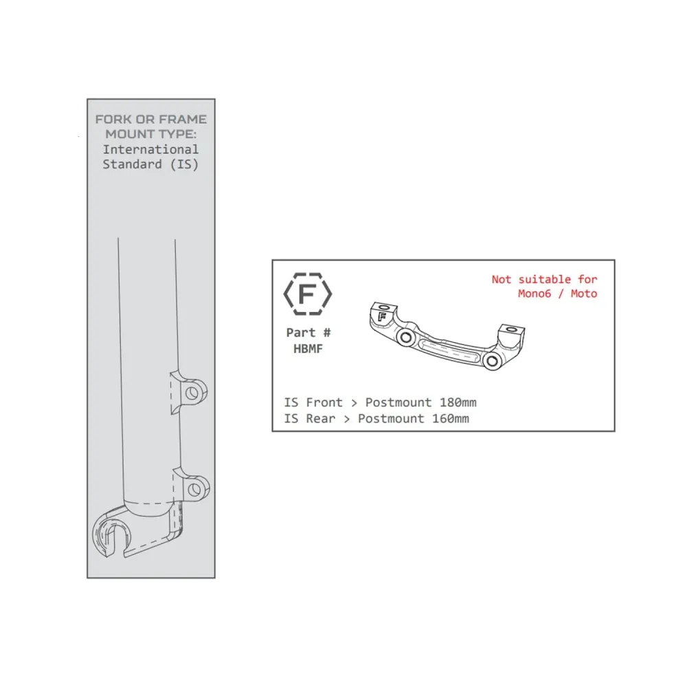 Adapter przedniego / tylnego zacisku PM / IS HOPE (przód 180 mm / tył 160 mm) #HBMF Czarny