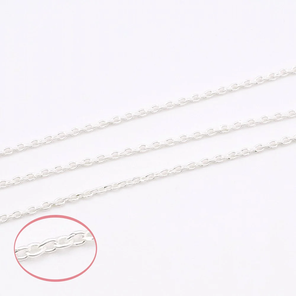 50 cm łńcuch z okrągłych ogniw lutowanych z mosiądzu posrebrzanego 925