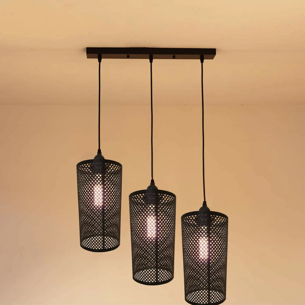 3 Light Barrel shape Large Fitting Net Wire Cage Shade Ceiling Industrial Geometric~2370 LEDSone UK Ltd