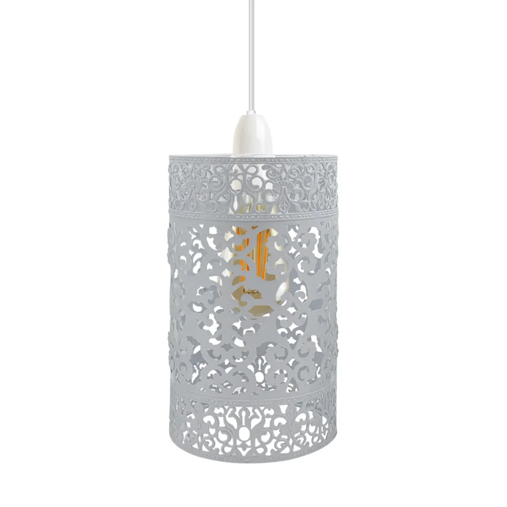 Easy Fit Modern Pattern White Metal Drum Lampshade ~2513