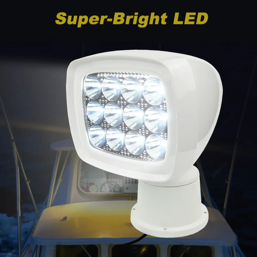 Bezprzewodowy reflektor LED z pilotem zdalnego sterowania, 10-30 V, 60 W, 1600 lm, IP65, do łodzi, z pilotem RF