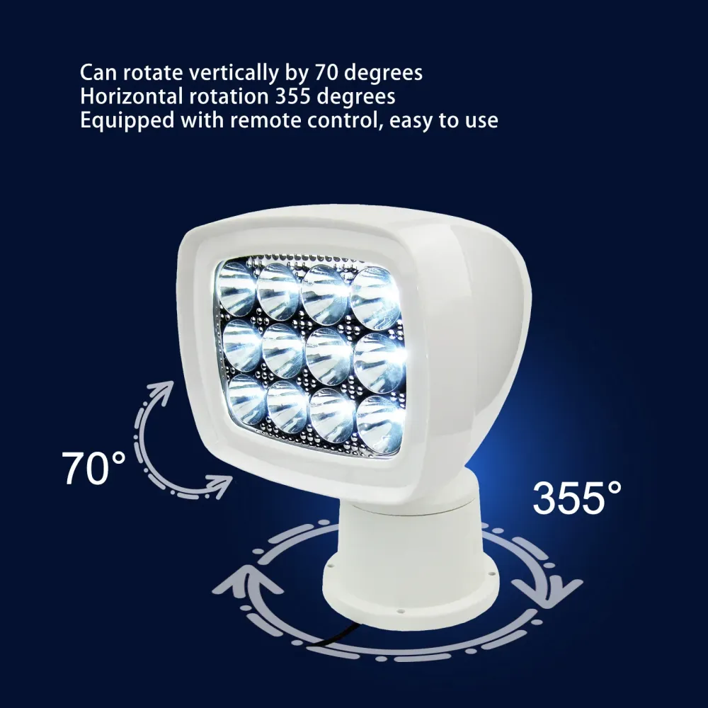 Bezprzewodowy reflektor LED z pilotem zdalnego sterowania, 10-30 V, 60 W, 1600 lm, IP65, do łodzi, z pilotem RF