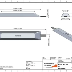 Aluminiumanod Typ 60 - 570*110*43