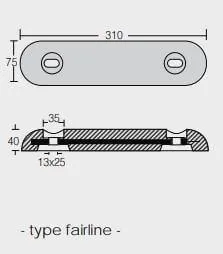 Fairline anody cynku 310*75*40 (otwór 205 mm) 4,0 kg