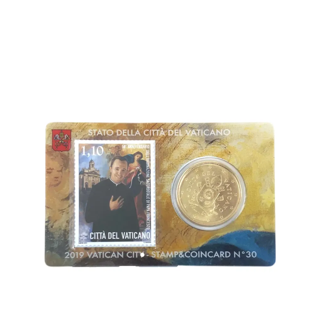 50 centów euro Watykanu ze znaczkiem i kartą monetarną nr 30 rok 2019 Galleria Mariana
