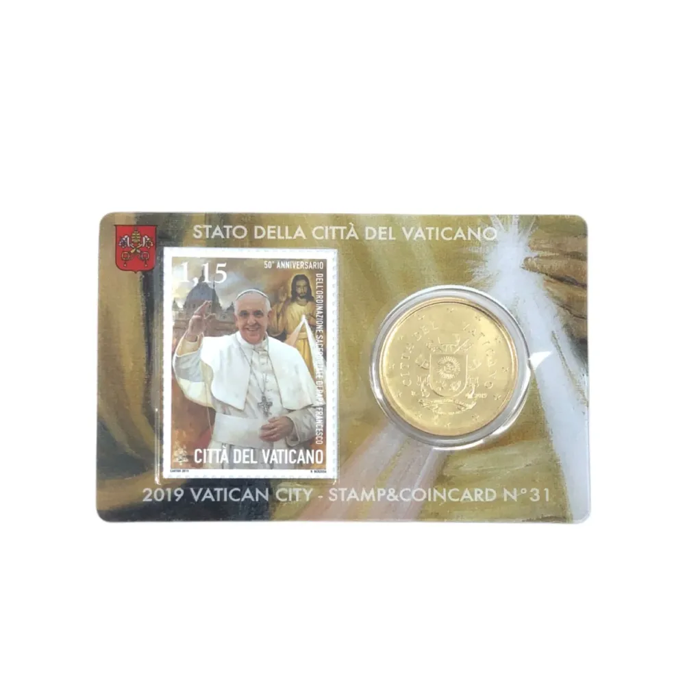 50 centów euro watykańskiego znaczka i monety nr 31 rok 2019 Galleria Mariana