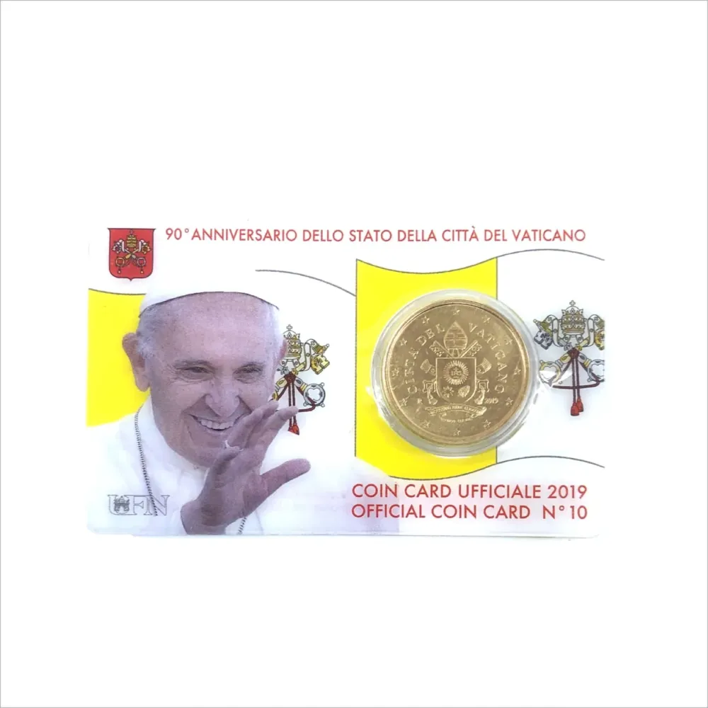 Moneta o nominale 50 eurocentów i moneta Coincard nr 10 z 2019 r. Galleria Mariana