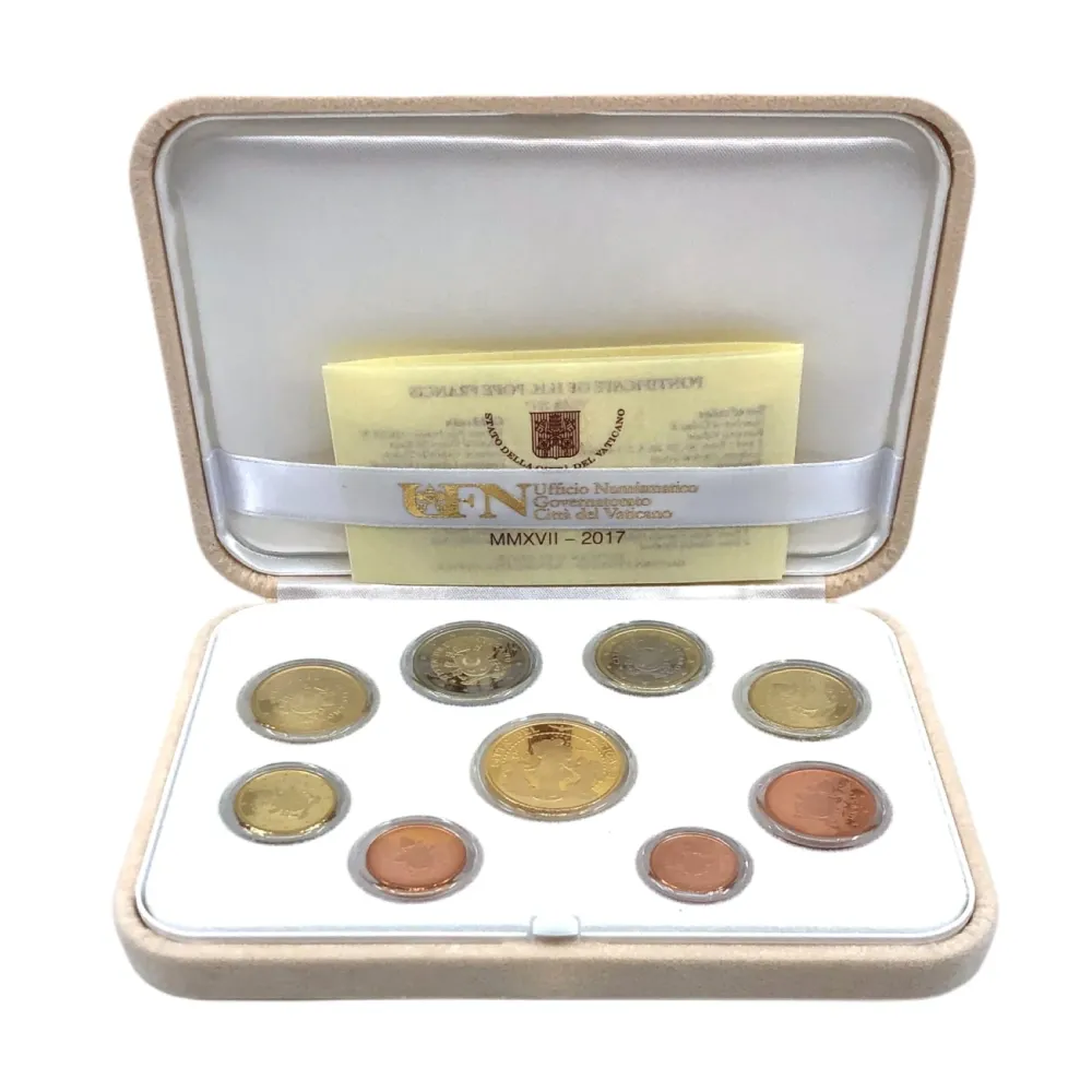 Oficjalny zestaw złotych monet euro z Watykanu, rok 2017 Galleria Mariana