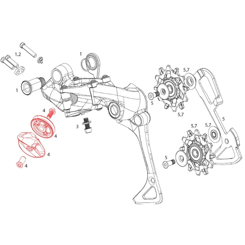 Zestaw krążka prowadzącego linkę przerzutki tylnej SRAM X01/DH/X1 1x11V #11.7518.029.000