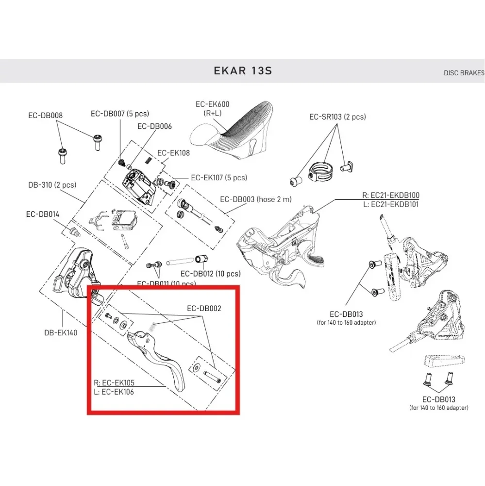 Prawa dźwignia hamulca CAMPAGNOLO EKAR 13V DISC