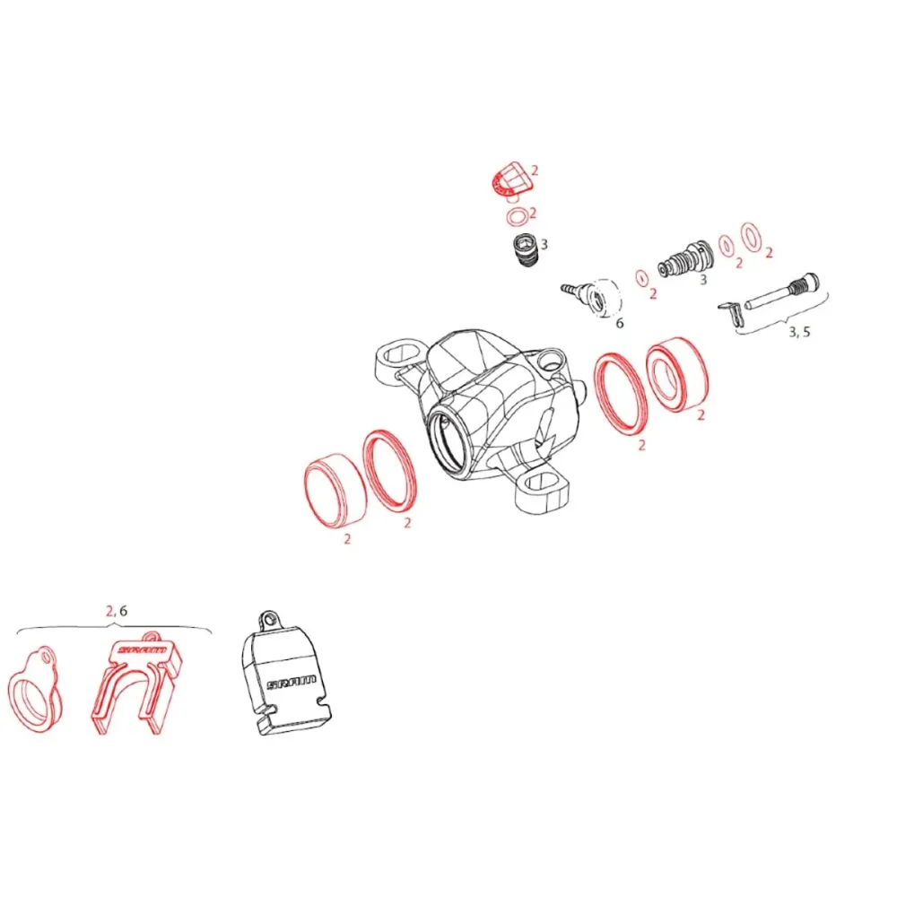 SRAM LEVEL Ultimate/TLM A1 / FORCE ETAP HRD Zestaw uszczelek tłoka i zacisku #11.5018.020.005