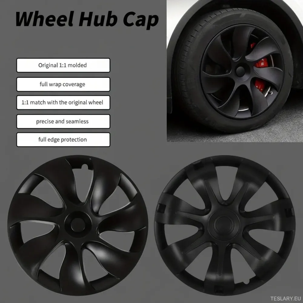 ABS Matte Black Car Caps, symetryczny projekt TESLA dla 19-calowych kół Y Model Y, dla modelu Y Upgrade | Nowoczesne koł s...