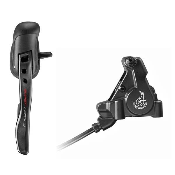 CAMPAGNOLO SUPER RECORD 140 mm z płaskim mocowaniem, bezstopniową dźwignią prostą i tylnym zaciskiem