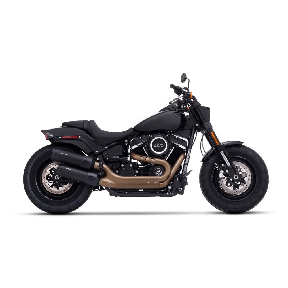Czarne tłumiki wsuwane Rinehart 4,5" Fat Bob do Harleya