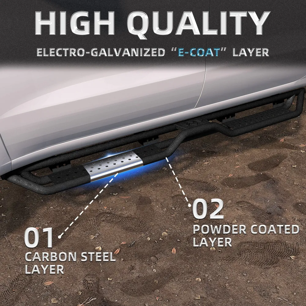 Listwy do biegania Listwy Nerf na lata 2019-2026 Chevy Silverado GMC Sierra 1500 Crew Cab