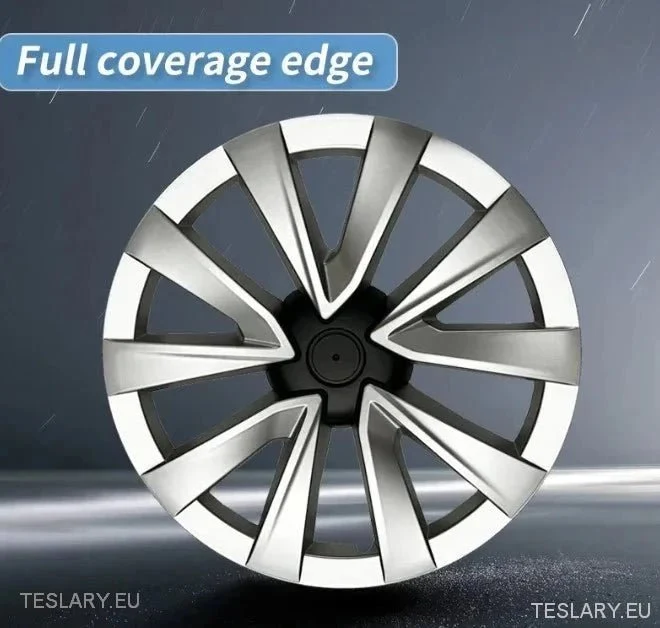 Model Tesli 3 18" Pełne felgi, srebrne i czarne, sportowe osłony kół