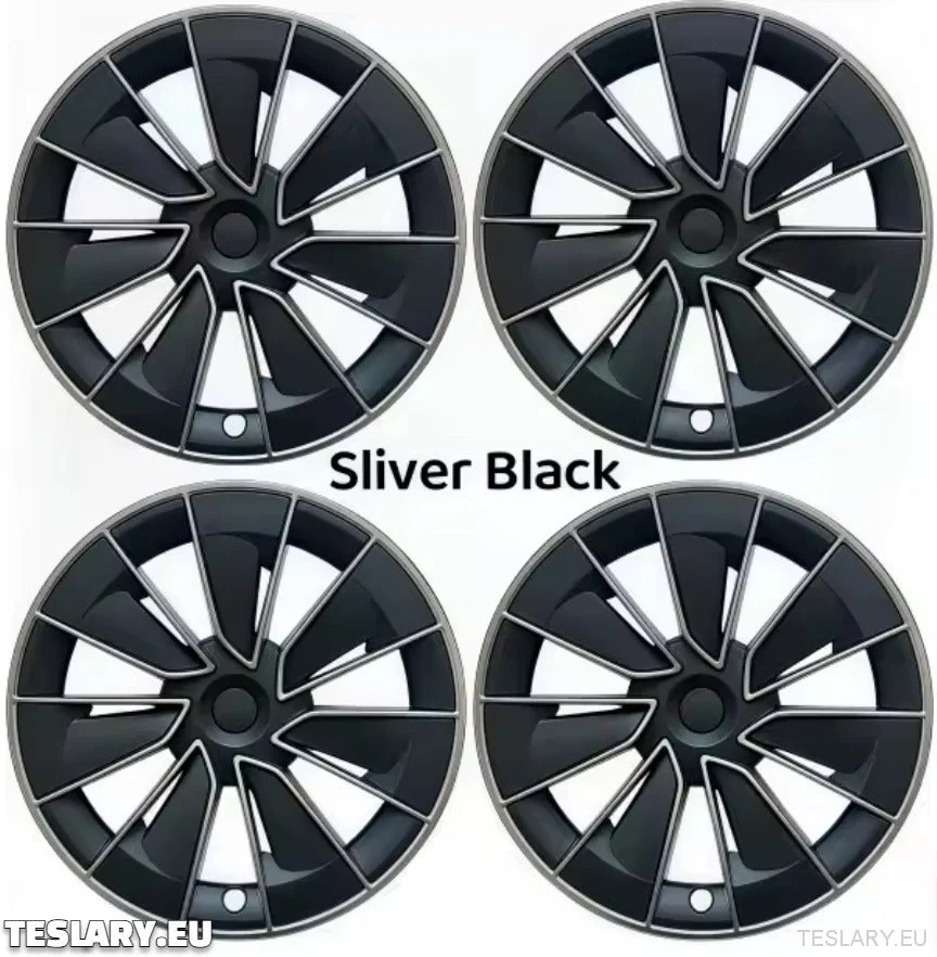 MODEL TESLI Y 19" UNIQUE S15 PEŁNE POKRYCIA PIASTY KOŁ CZARNO-SREBRNE