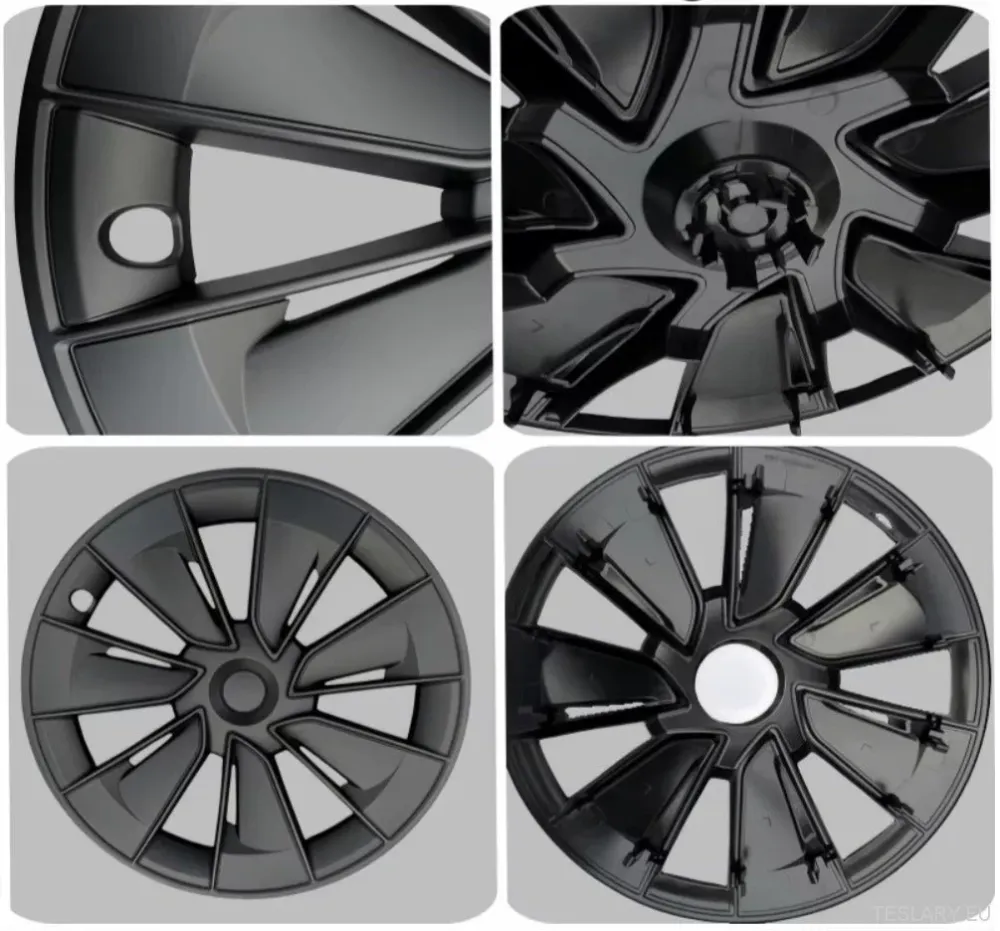 MODEL TESLI Y 19" UNIQUE S15 PEŁNE POKRYCIA PIASTY KOŁ CZARNO-SREBRNE