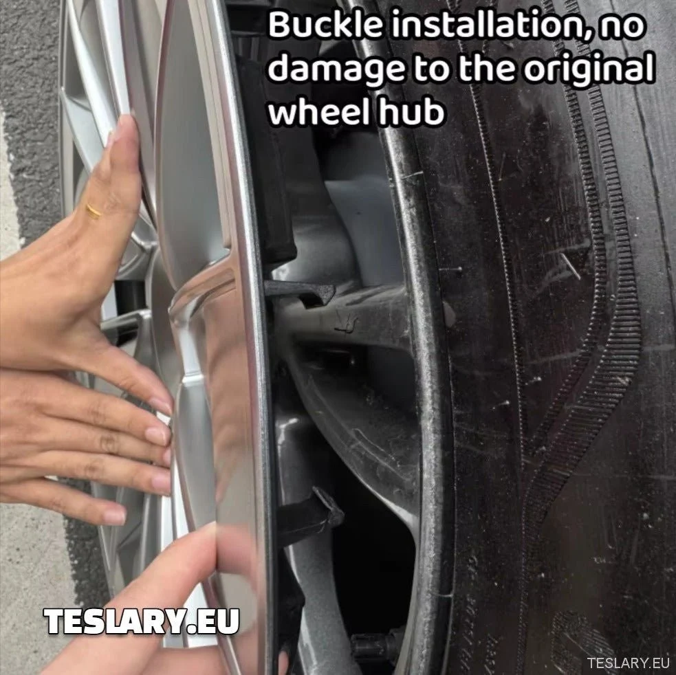MODEL TESLI Y 19" UNIQUE S15 PEŁNE POKRYCIA PIASTY KOŁ CZARNO-SREBRNE