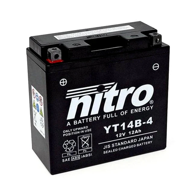 Nitro Uszczelniony akumulator motocyklowy YT14B-4 AGM 12 Ah