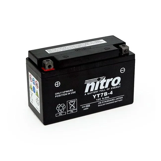 Nitro Uszczelniony akumulator motocyklowy YT7B-4 AGM 6,5 Ah