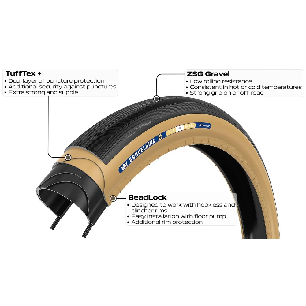 Opona PANARACER GRAVELKING SLICK+ TLR 700x30c Tubeless Ready Beige