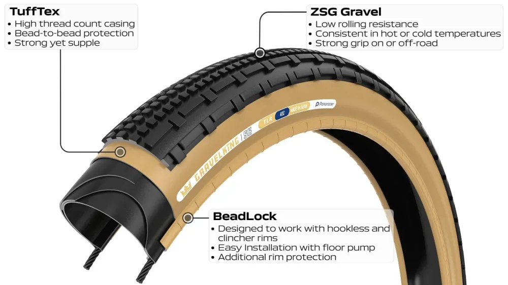 Opona PANARACER GRAVELKING SK R TLC 700x40c Tubeless Ready Beige