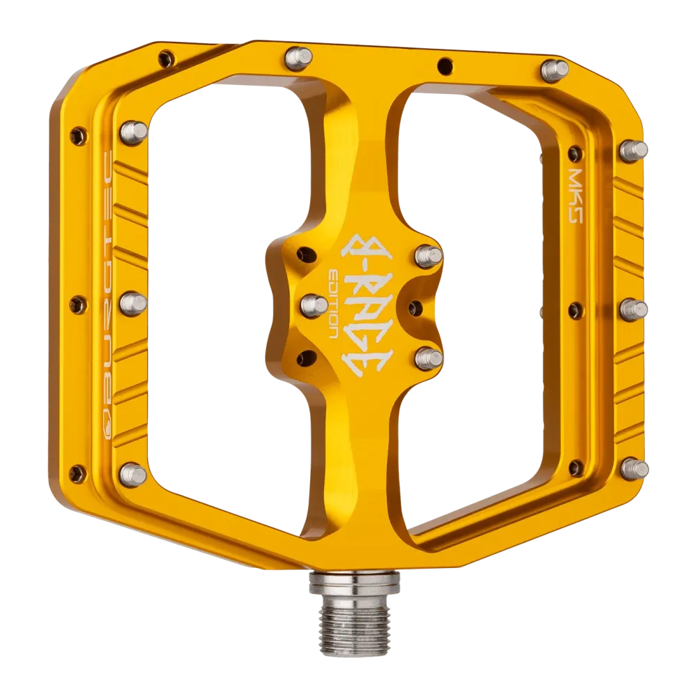 Płaskie pedały BURGTEC PENTHOUSE FLAT MK5 B-RAGE EDITION Gold