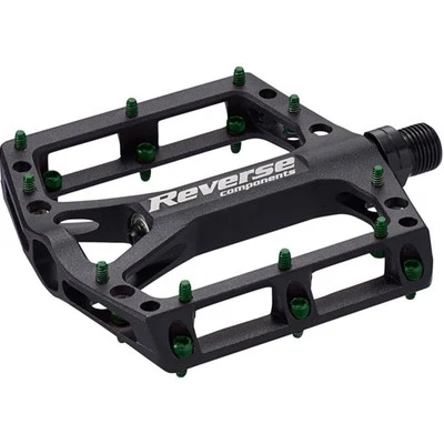 Płaskie pedały REVERSE COMPONENTS BLACK ONE czarny/zielony