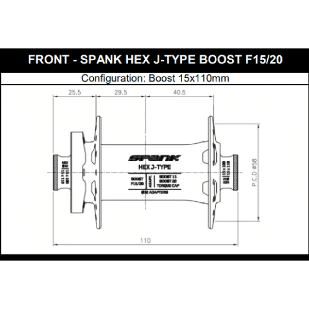 Piasta przednia SPANK HEX J-Type 15/20 mm Boost czerwona