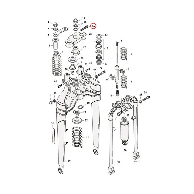 Śruba górnego zacisku potrójnego Softail Spring FXST 88-06; FLSTS 97-09