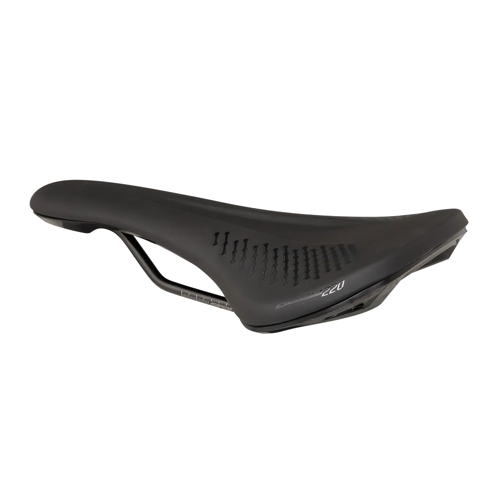 Siodełko SPANK OOZY 220 144 mm z szynami CrN/Ti czarne