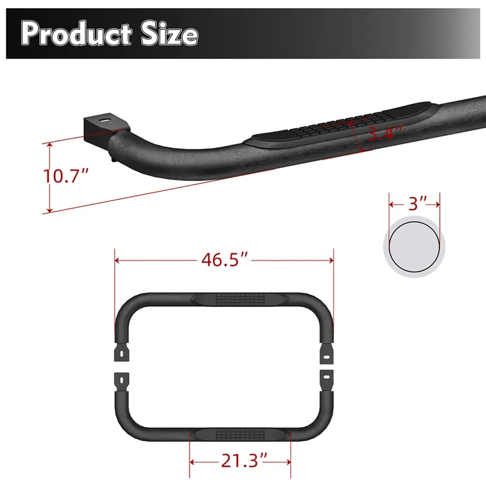 3" Stopnie progowe pasujące do modeli Chevy Silverado GMC Sierra 1500 2500HD 3500HD z lat 1999-2018, kabina regularna, 2 d...