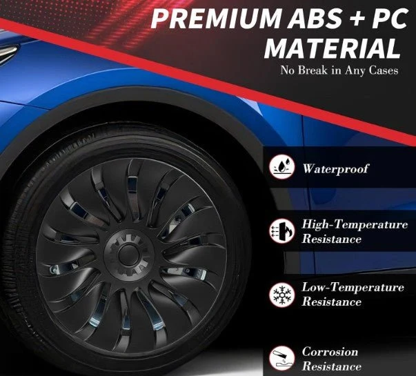 TESLA Y 19" Kołpaki pełne STORM - MATOWE CZARNE