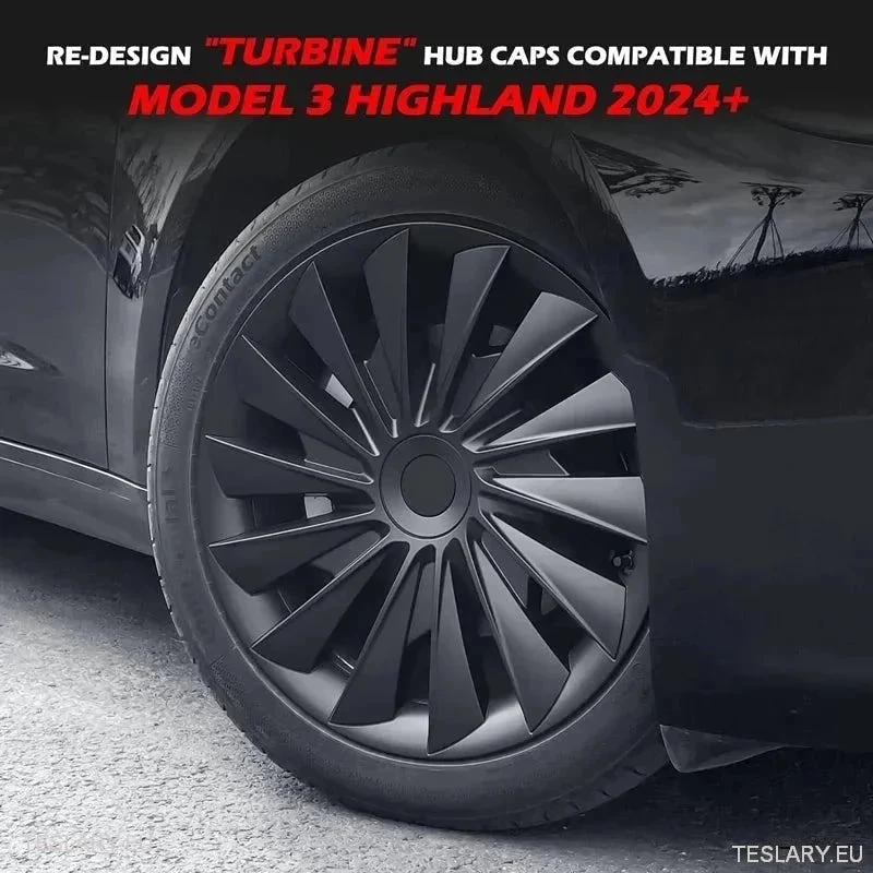 18" Tesla Model 3+ Highland Performance Induction Style Kołpaki na koł - połyskliwa czerń