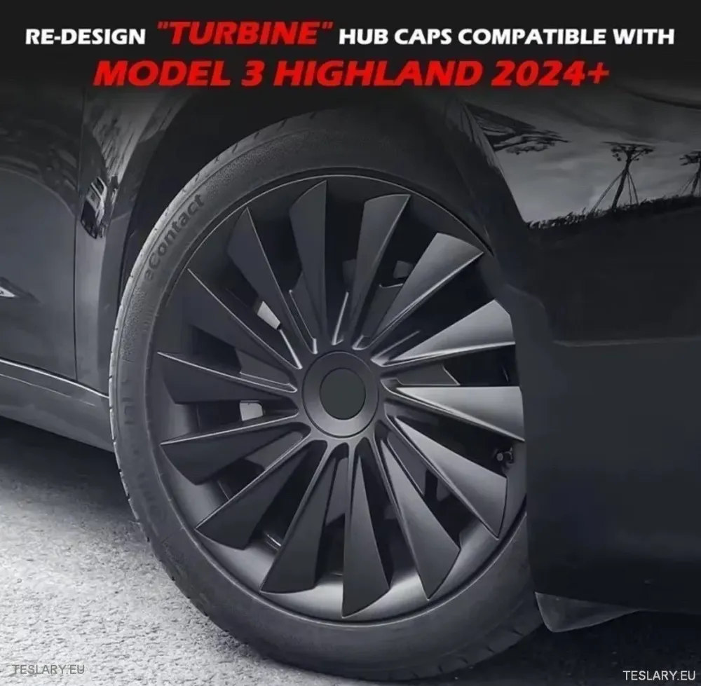 18" Tesla Model 3+ Highland Performance Induction Style Kołpaki na koł - połyskliwa czerń