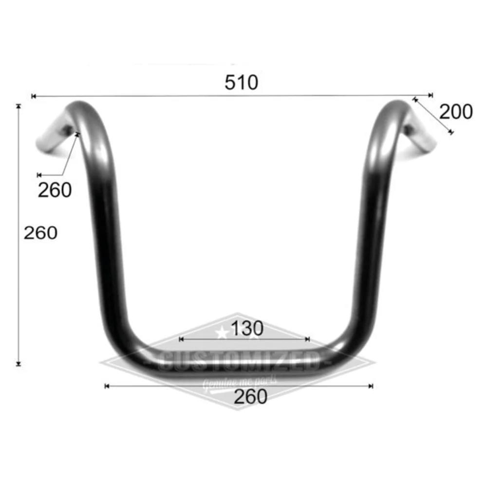 Westland Customs Kierownica 1" Old School Bobber Rise 10" czarna