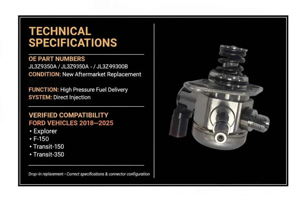 Wysokociśnieniowa pompa paliwa JL3Z-9350-B JL3Z9350B pasuje do Ford Explorer F-150 Transit-150 Transit-250 Transit-350 201...