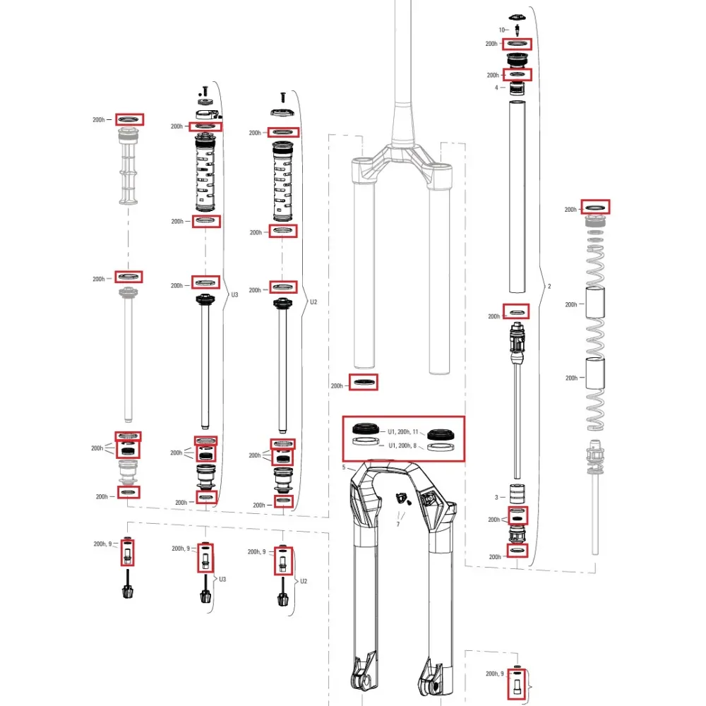 Zestaw konserwacyjny 200 h/rok ROCKSHOX PSYLO Silver (2025+) Generacja