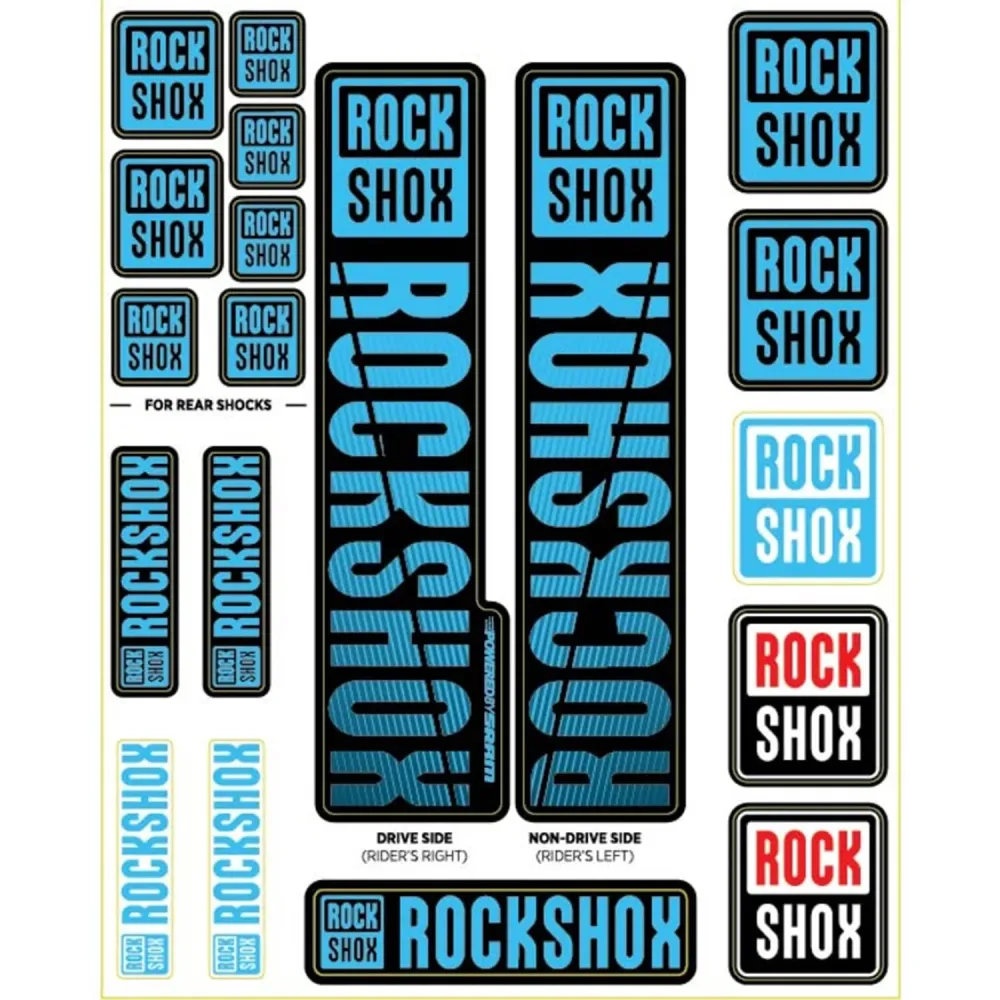 Zestaw naklejek do widelców ROCKSHOX Single Tee 35 mm (2018+) Niebieski