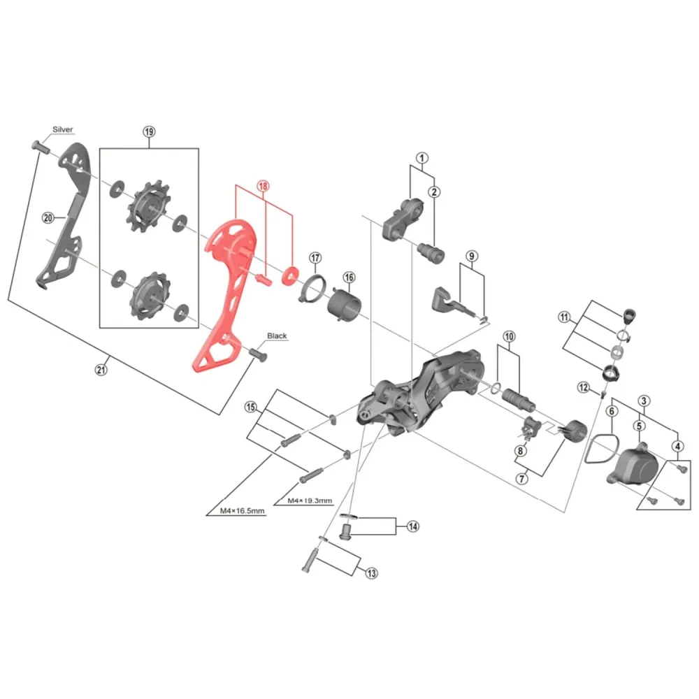 Zewnętrzny koszyk przerzutki tylnej SHIMANO GRX RD-RX812