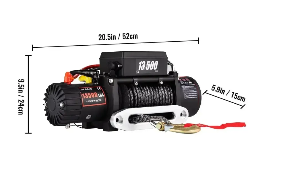 Wyciągarka elektryczna 13500LB 12V - lina syntetyczna 27M do SUV-ów/ATV/łodzi/przyczep terenowych 4x4