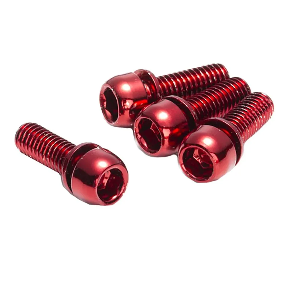 Zestaw 4 śrub mocujących strzemię REVERSE COMPONENTS M6 x 18 mm czerwone