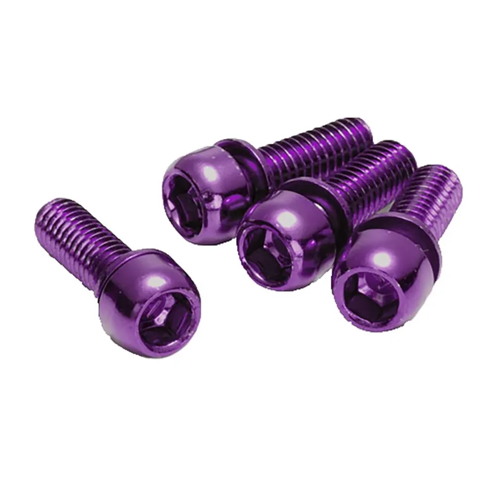 Zestaw 4 śrub mocujących strzemię REVERSE COMPONENTS M6 x 18 mm Fioletowy