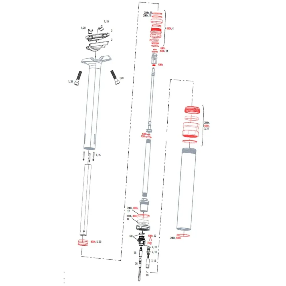 Kompletny zestaw serwisowy 400H / 2 lata ROCKSHOX REVERB Stealth B1 Seatpost (2017-2019) #11.6818.031.001