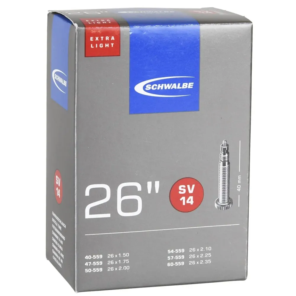 Dętka SCHWALBE EXTRA LIGHT SV 14 26x1.50/2.35 Butyl Presta 40 mm