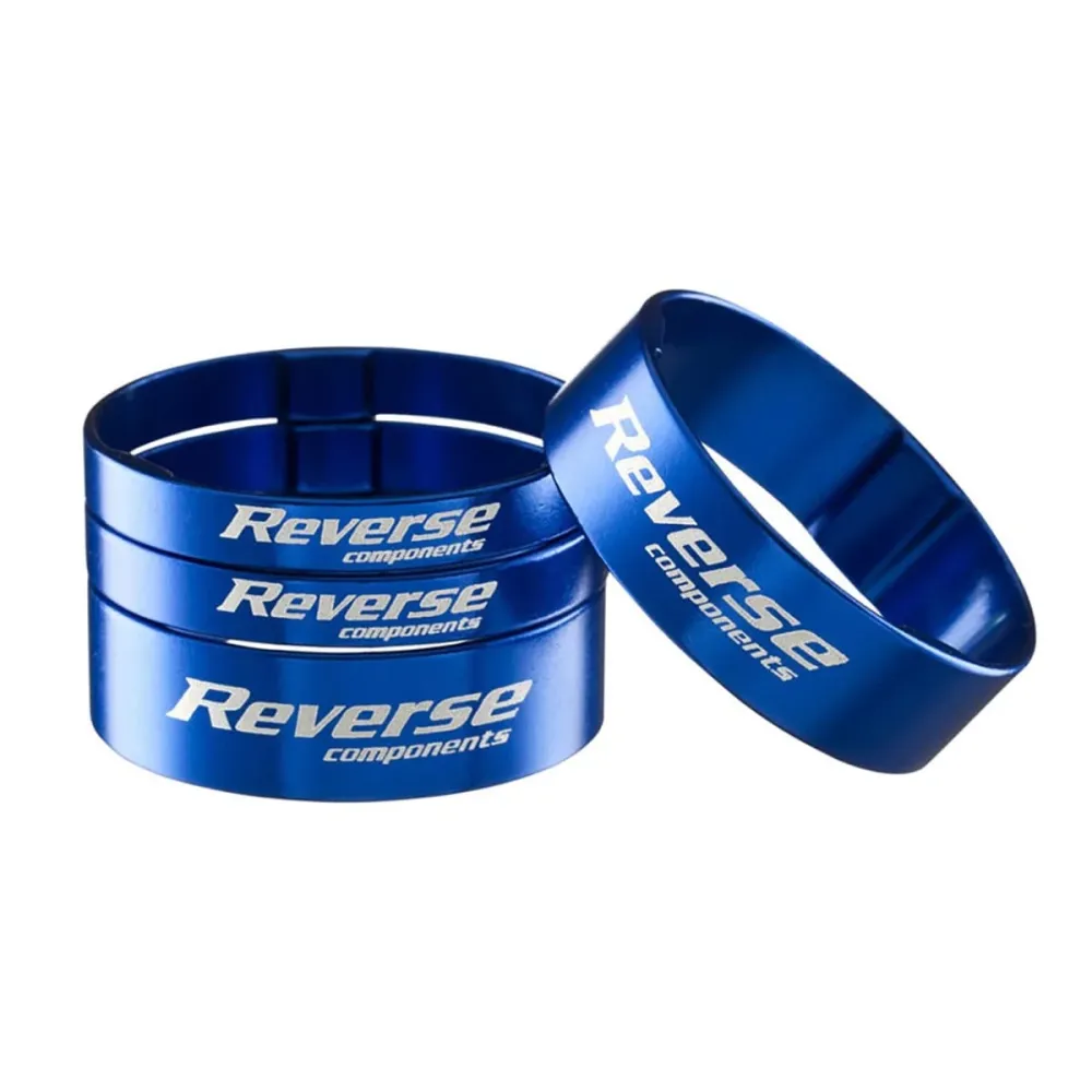 REVERSE COMPONENTS Zestaw aluminiowych, ultralekkich podkładek dystansowych 1"1/8 Blue Headset Spacer Kit