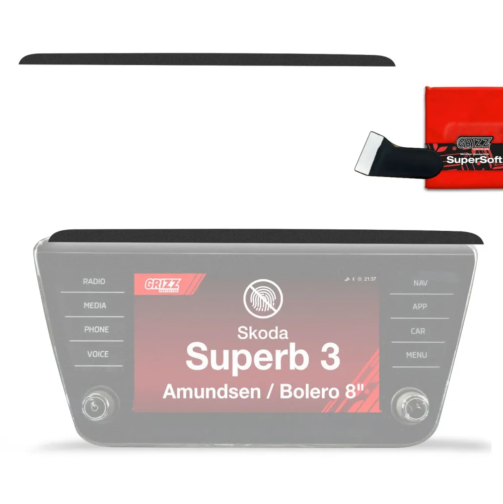 Folie ochronne na deskę rozdzielczą - Skoda Superb 3 8" Amundsen/Bolero (2015-2024) Czarny Matowy Antyodciskowy
