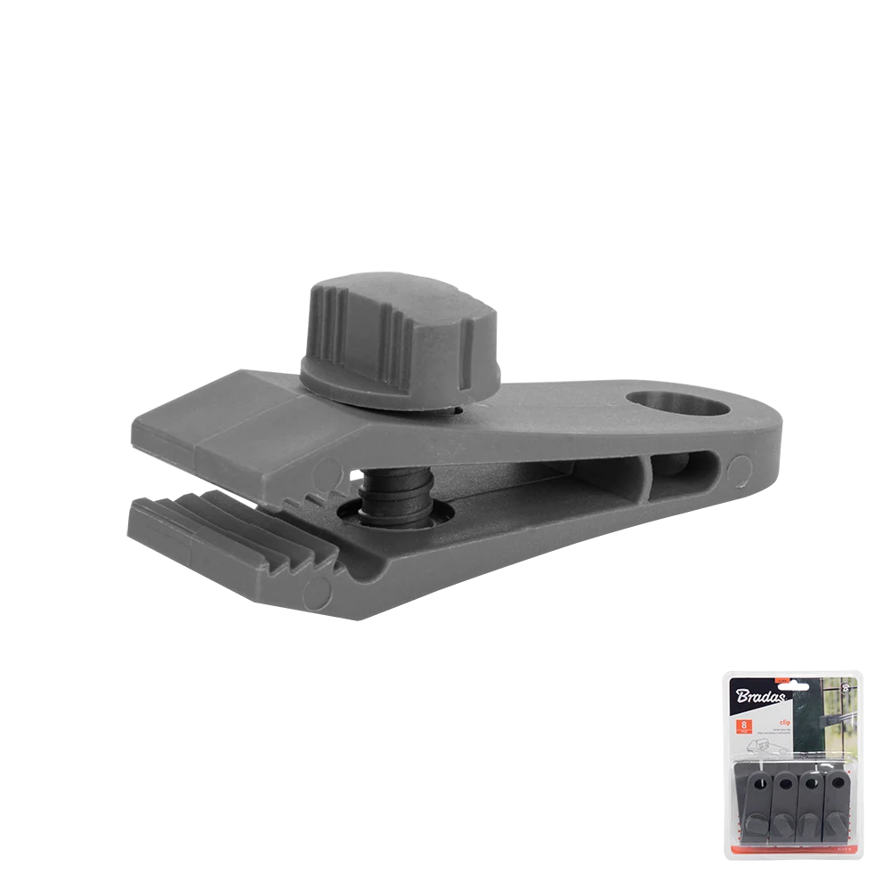 BUNGEE CORD CLIPS klips zaciskowy,skręcany z uchwytem - blister (8zt.)gray | BCK3-B